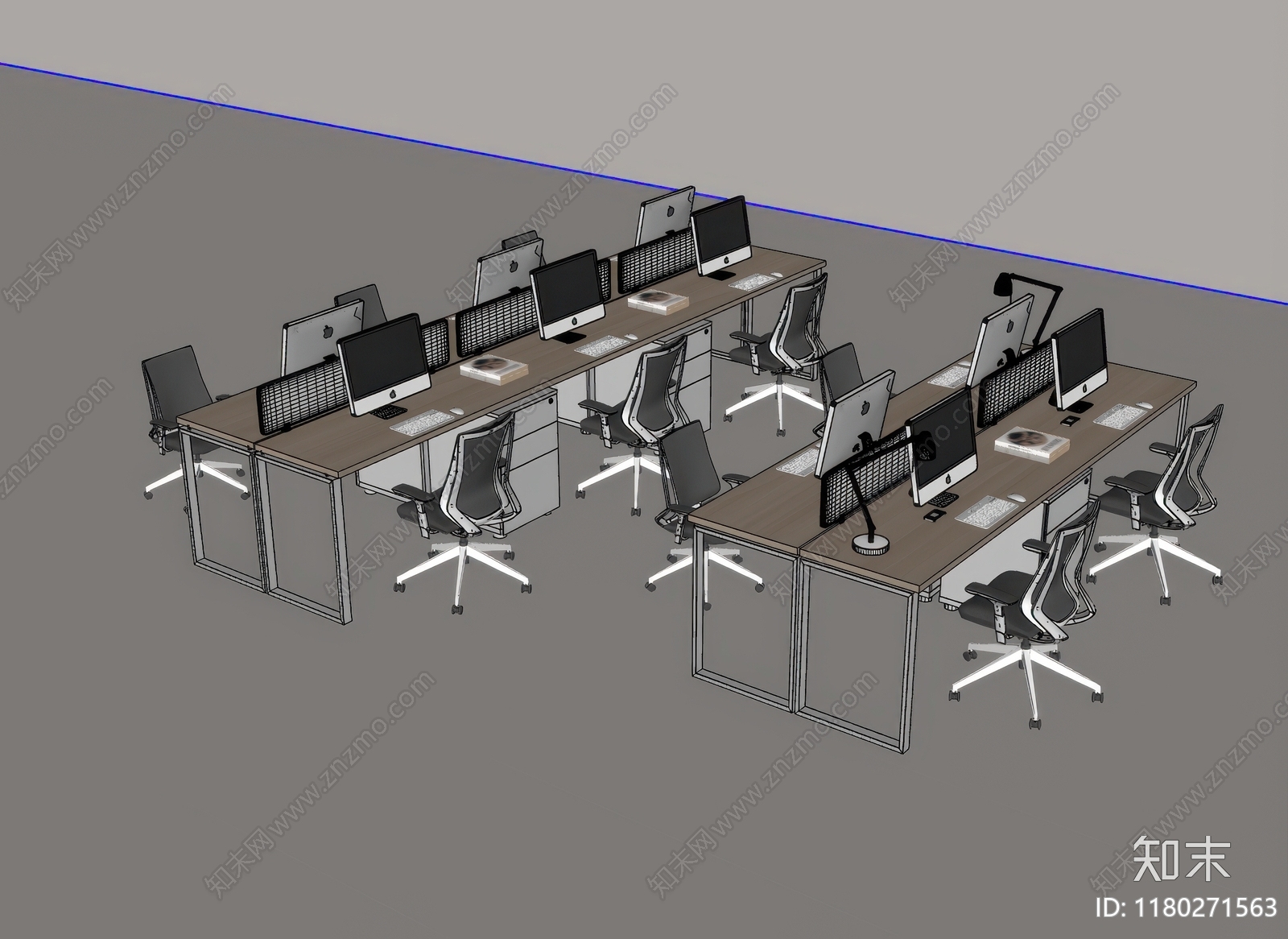 现代办公桌SU模型下载【ID:1180271563】