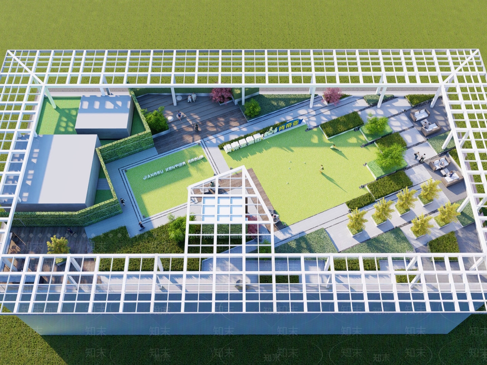 现代屋顶花园SU模型下载【ID:1180581356】