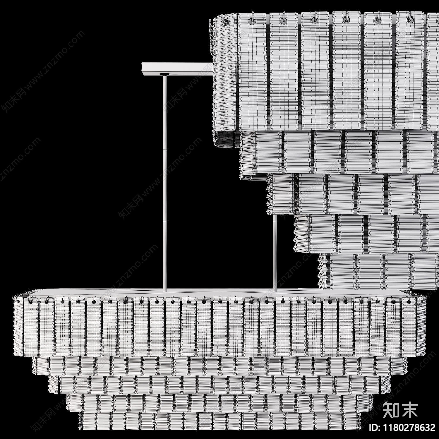 现代水晶吊灯3D模型下载【ID:1180278632】