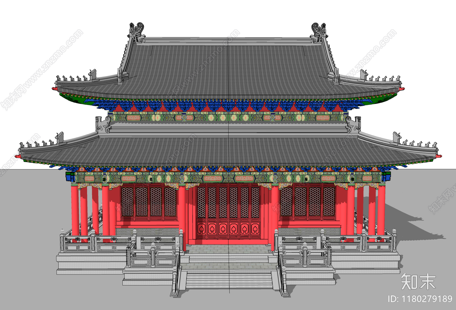 中式古建筑SU模型下载【ID:1180279189】