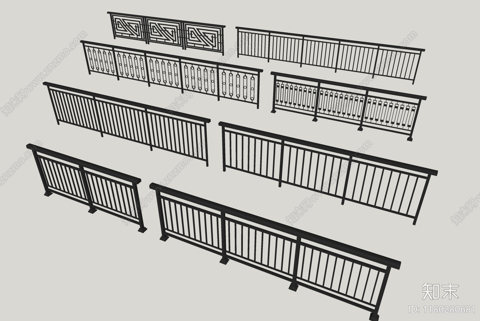 现代围栏护栏SU模型下载【ID:1180280681】
