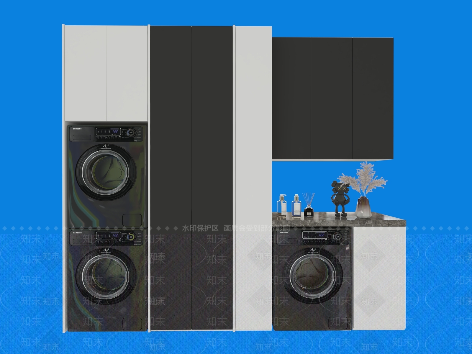 现代洗衣机柜3D模型下载【ID:1180298460】
