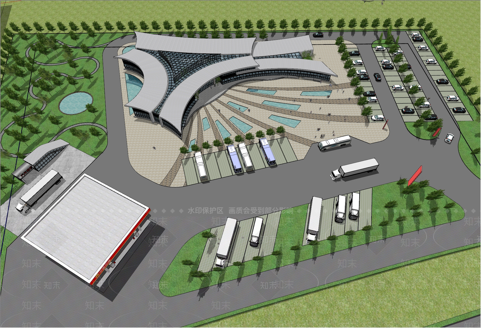 现代收费站SU模型下载【ID:1180298884】