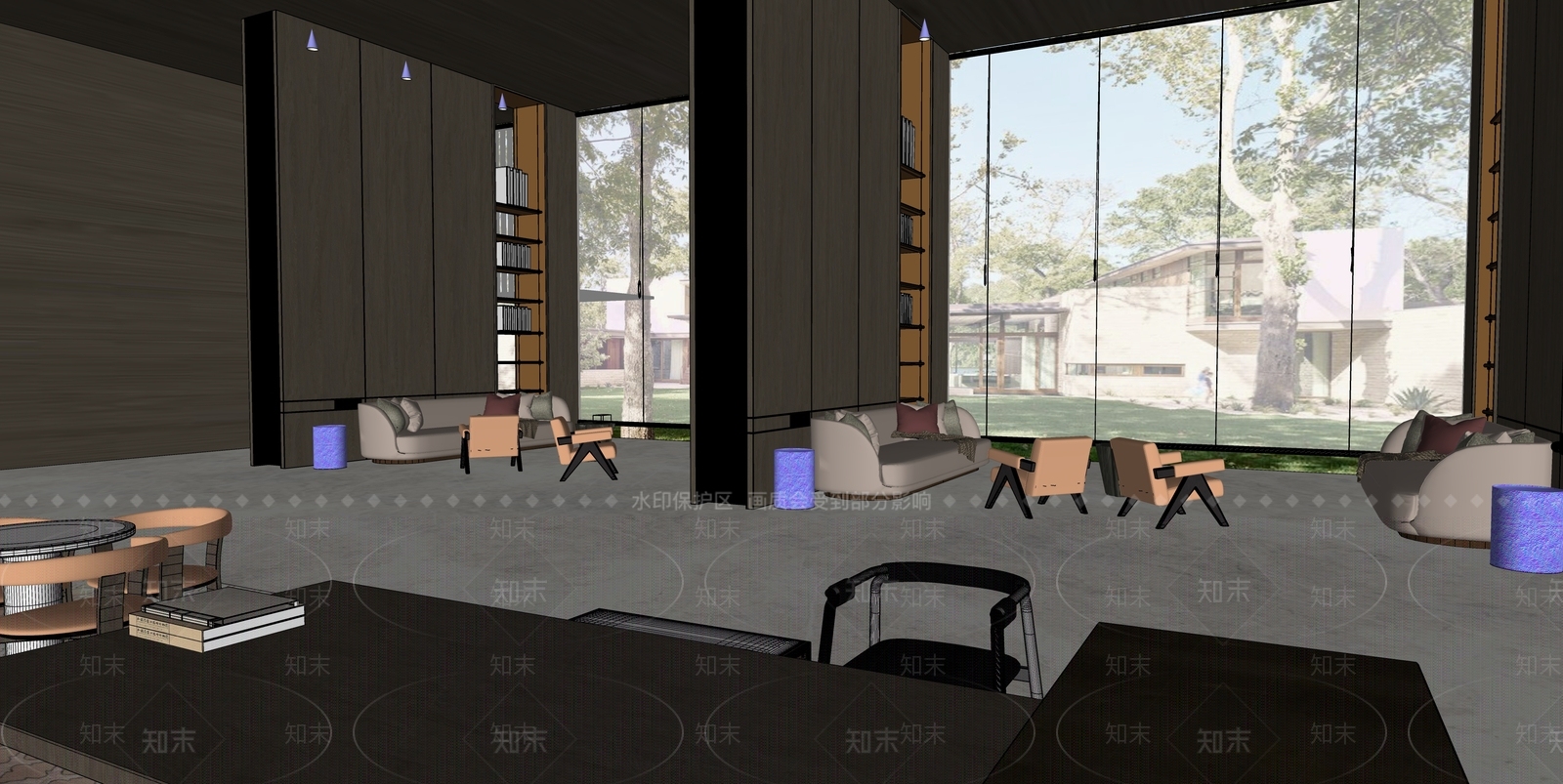 现代酒店餐厅SU模型下载【ID:1180308040】