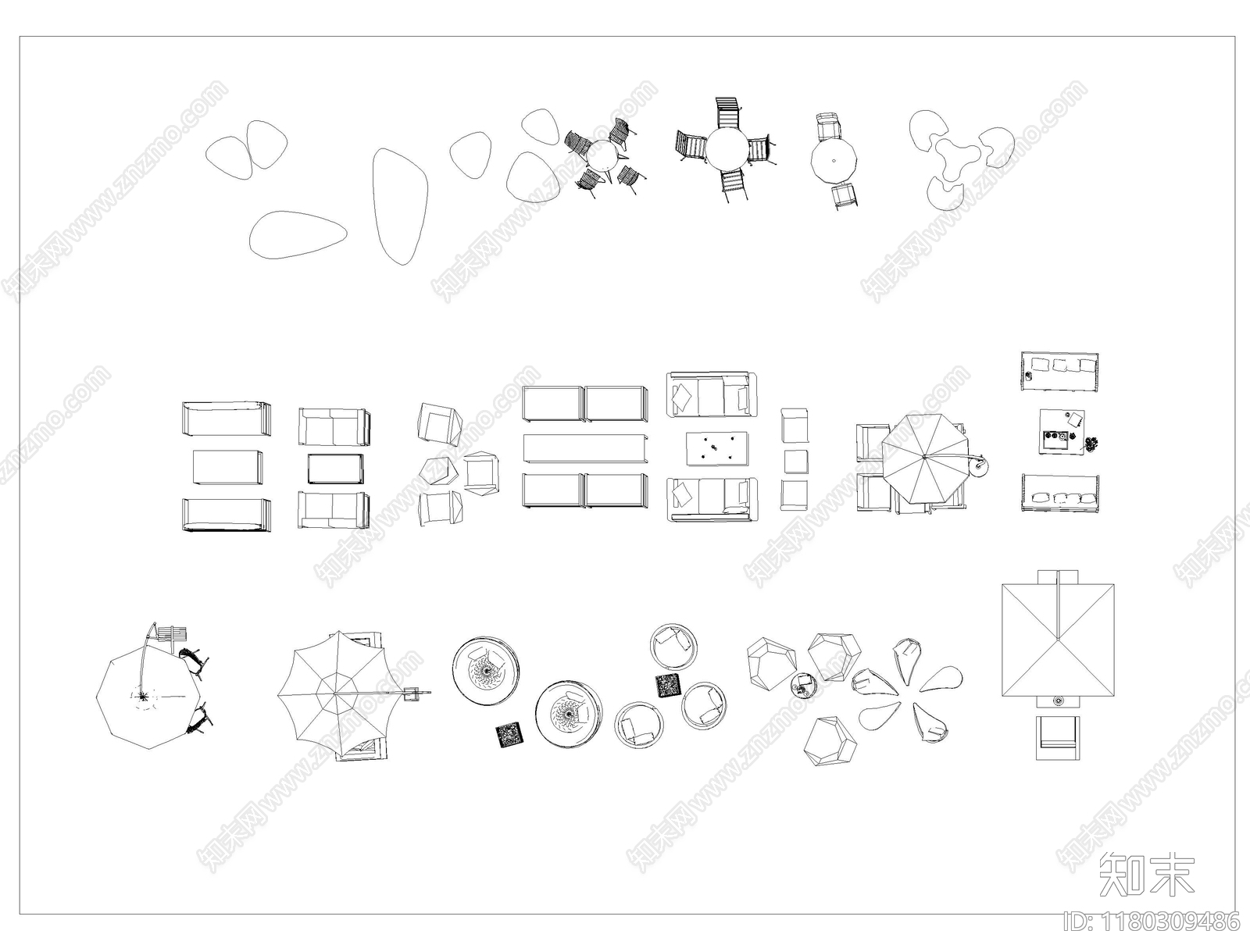 现代综合家具图库cad施工图下载【ID:1180309486】