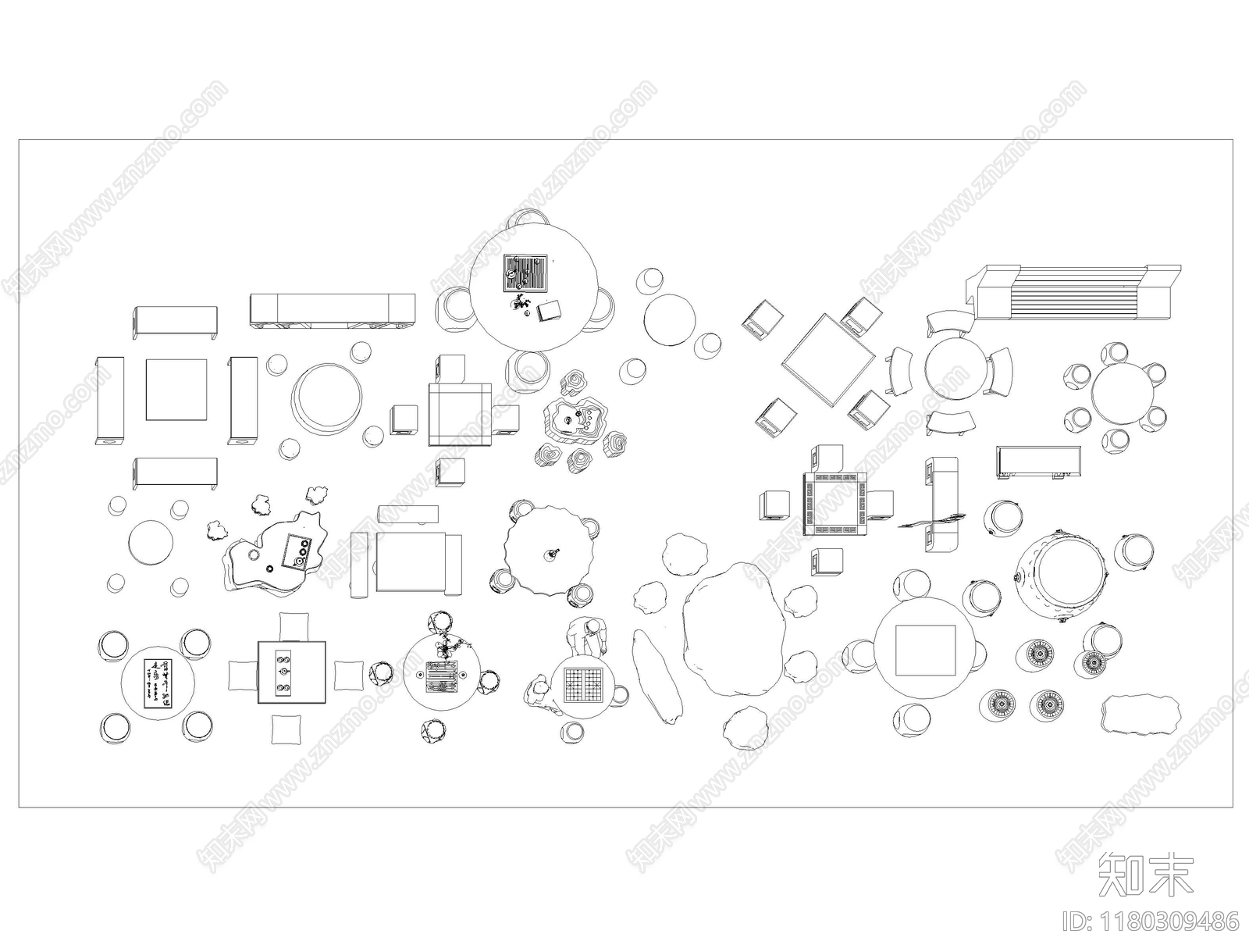 现代综合家具图库cad施工图下载【ID:1180309486】