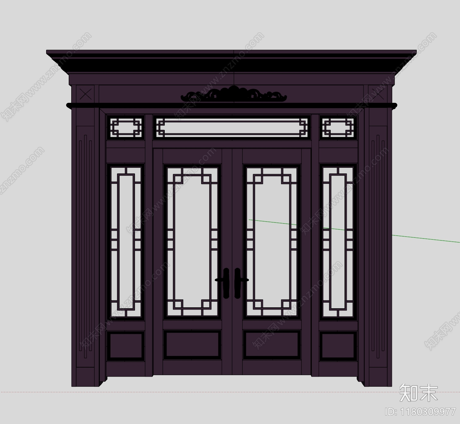 新中式双开门SU模型下载【ID:1180309977】