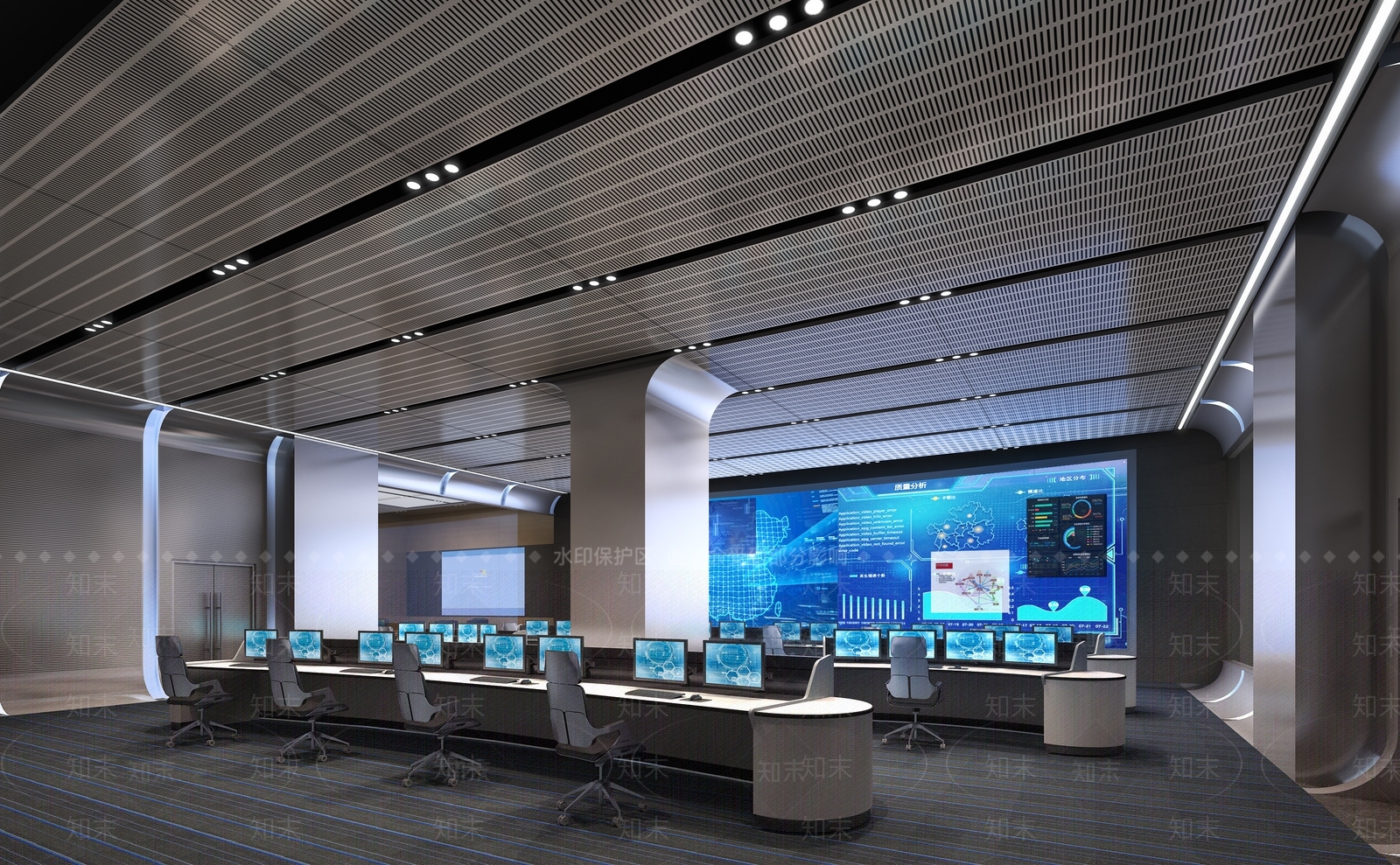 现代简约指挥中心3D模型下载【ID:1180313574】