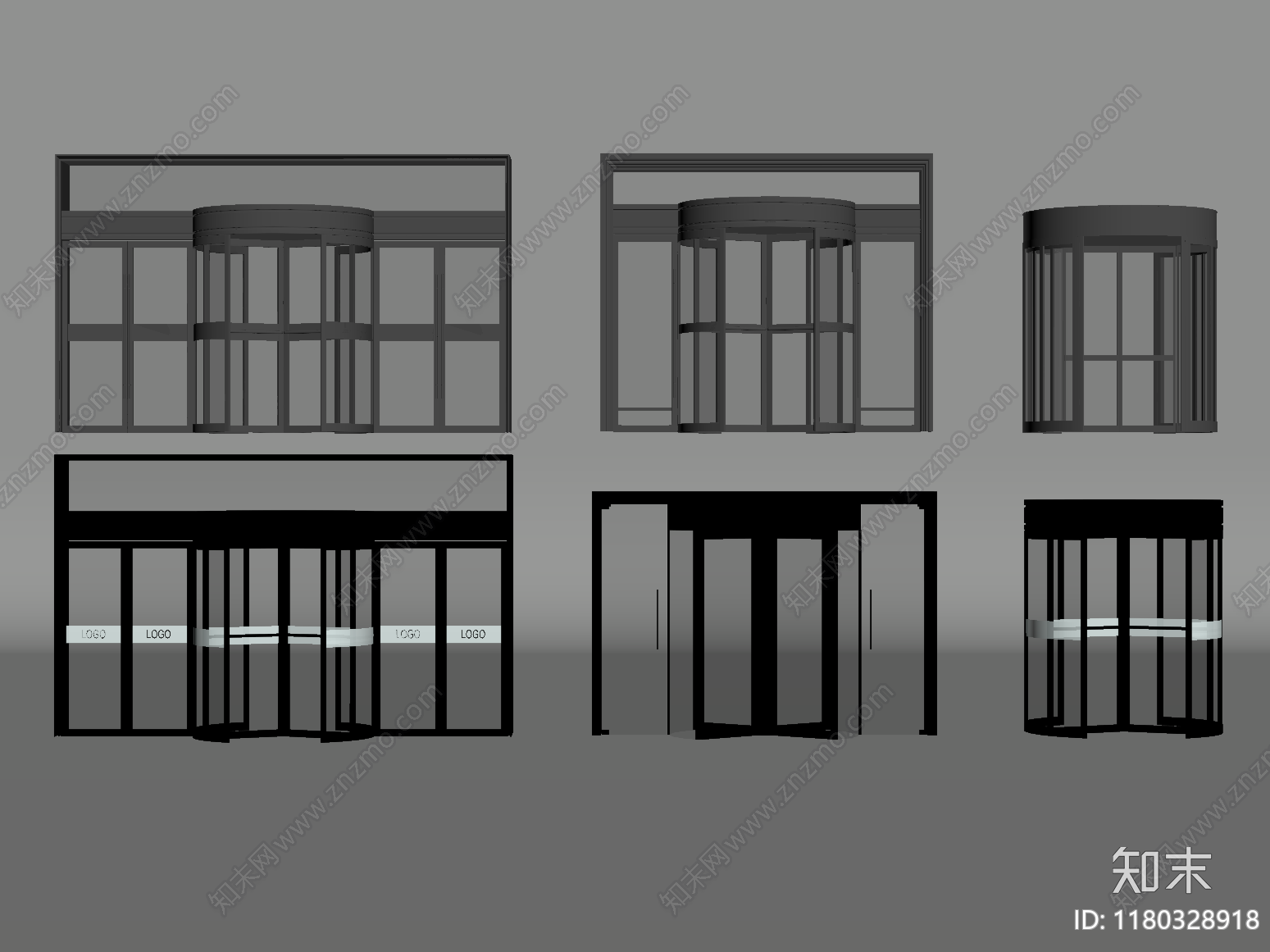 现代旋转门SU模型下载【ID:1180328918】