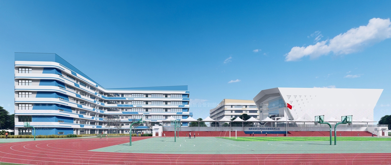 现代学校建筑SU模型下载【ID:1180335916】