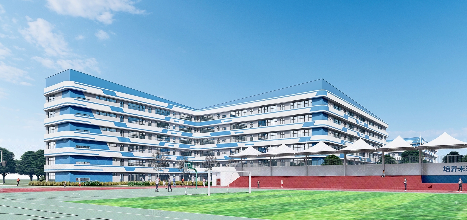 现代学校建筑SU模型下载【ID:1180335916】