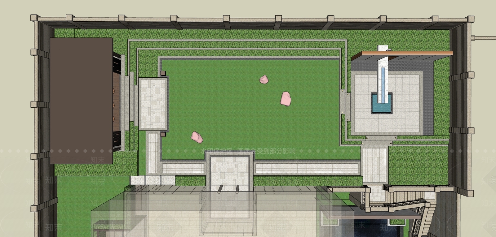 新中式现代别墅庭院SU模型下载【ID:1180353118】