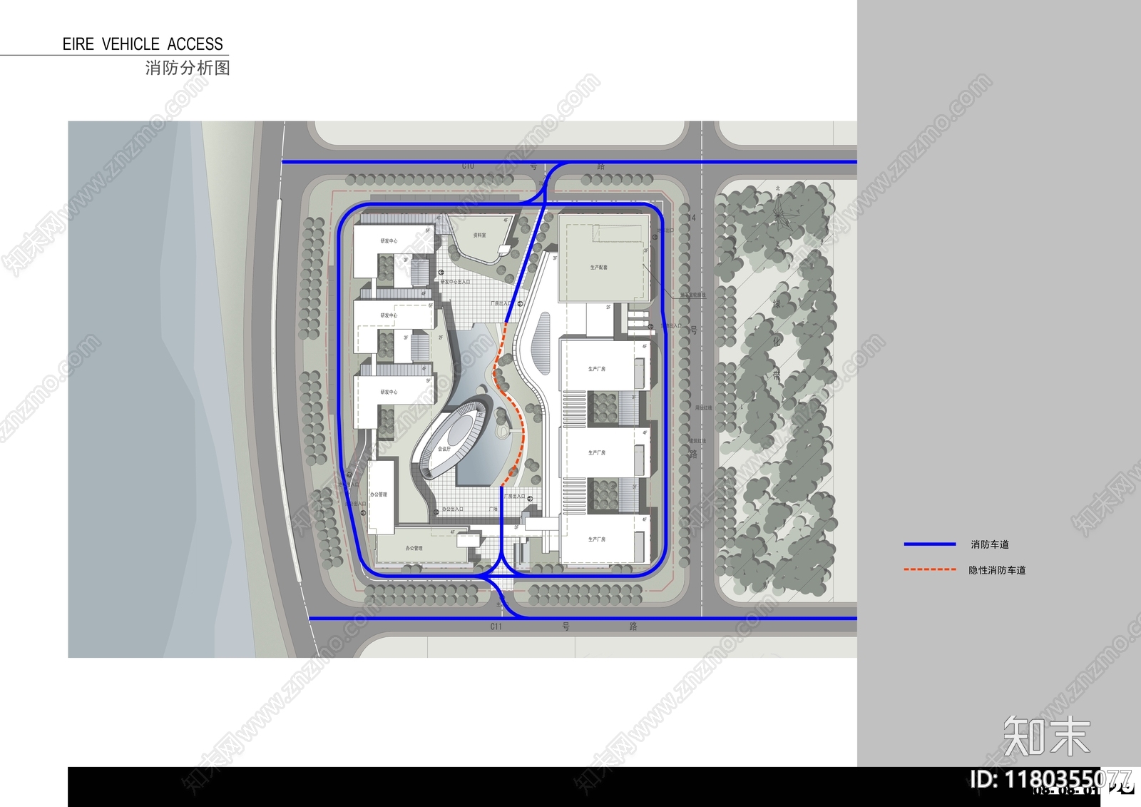 现代产业园建筑施工图下载【ID:1180355077】