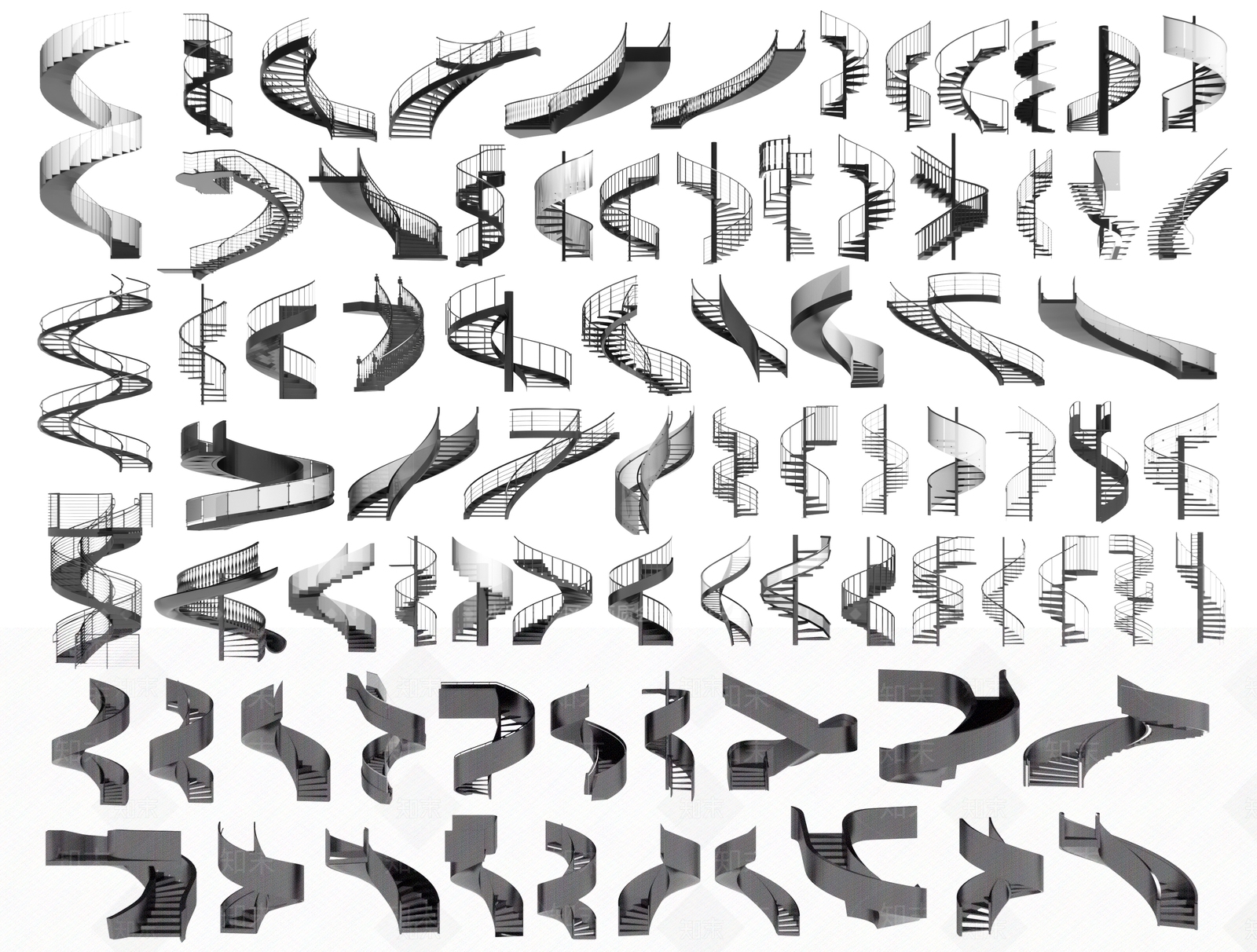 现代旋转楼梯3D模型下载【ID:1180355128】