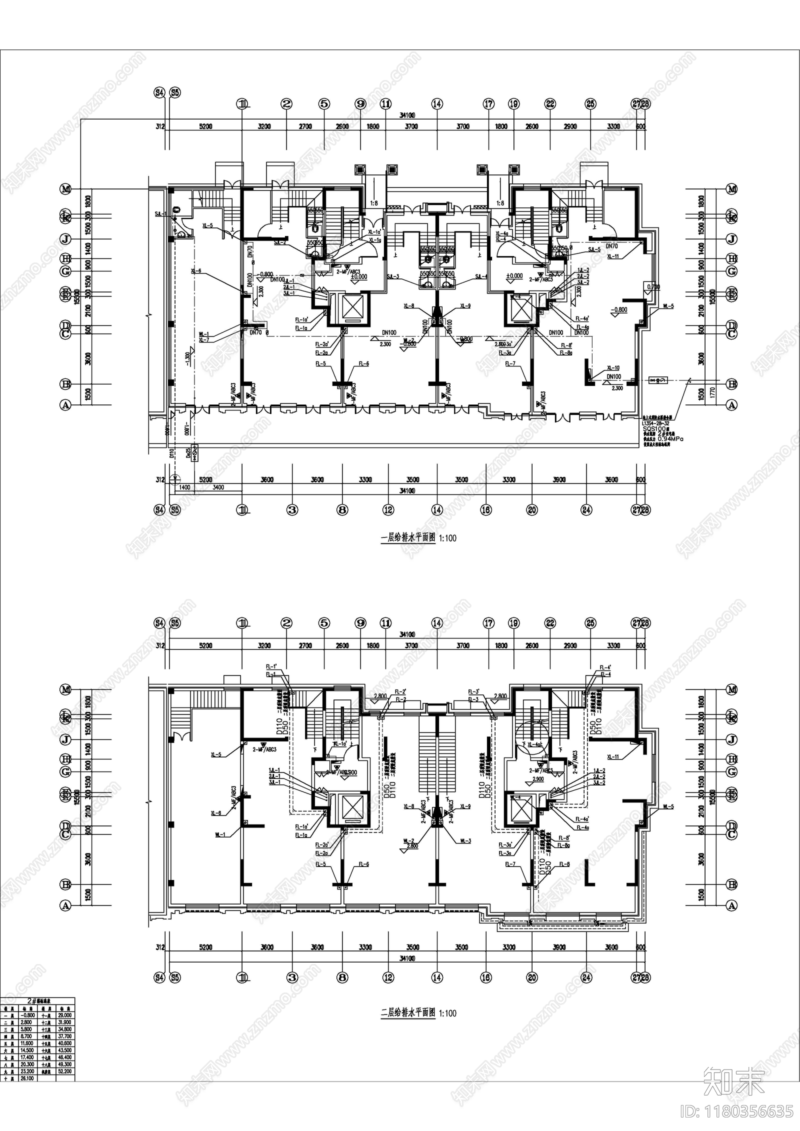 给排水图cad施工图下载【ID:1180356635】