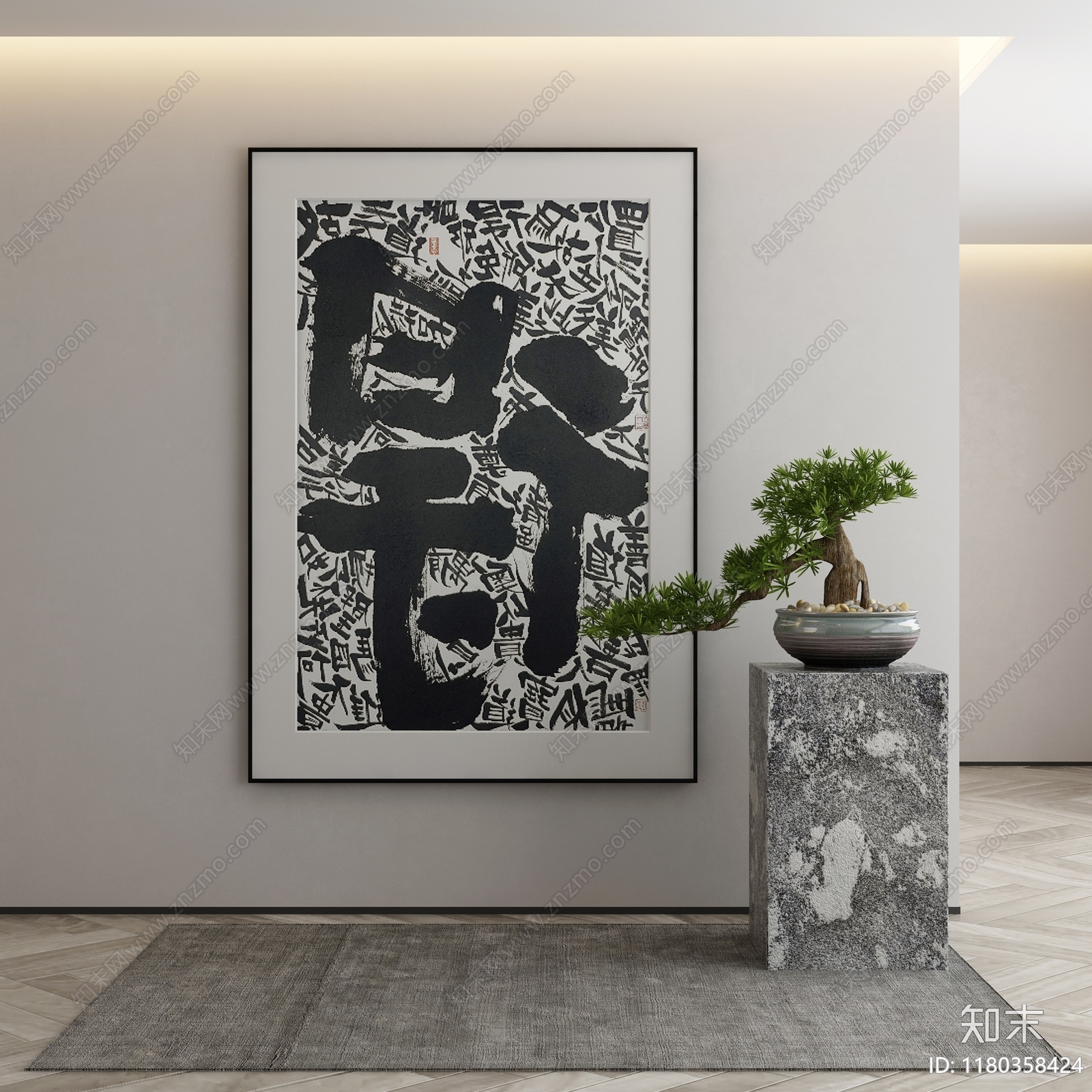 新中式中式挂画3D模型下载【ID:1180358424】