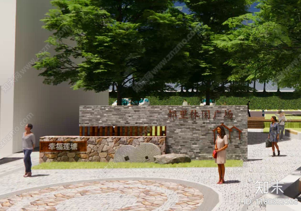 新中式景墙施工图下载【ID:1180359568】