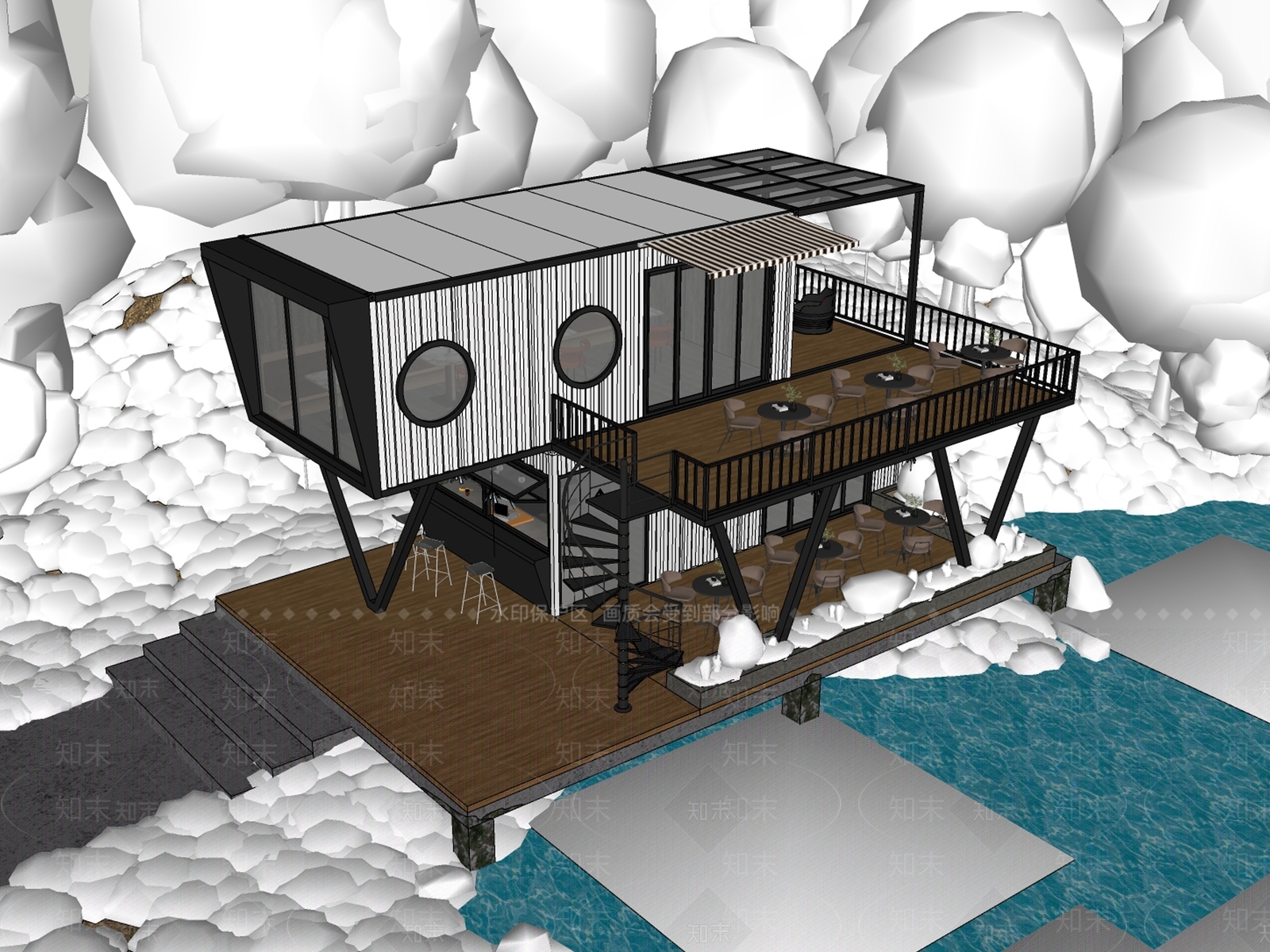 现代风格建筑SU模型下载【ID:1180359746】