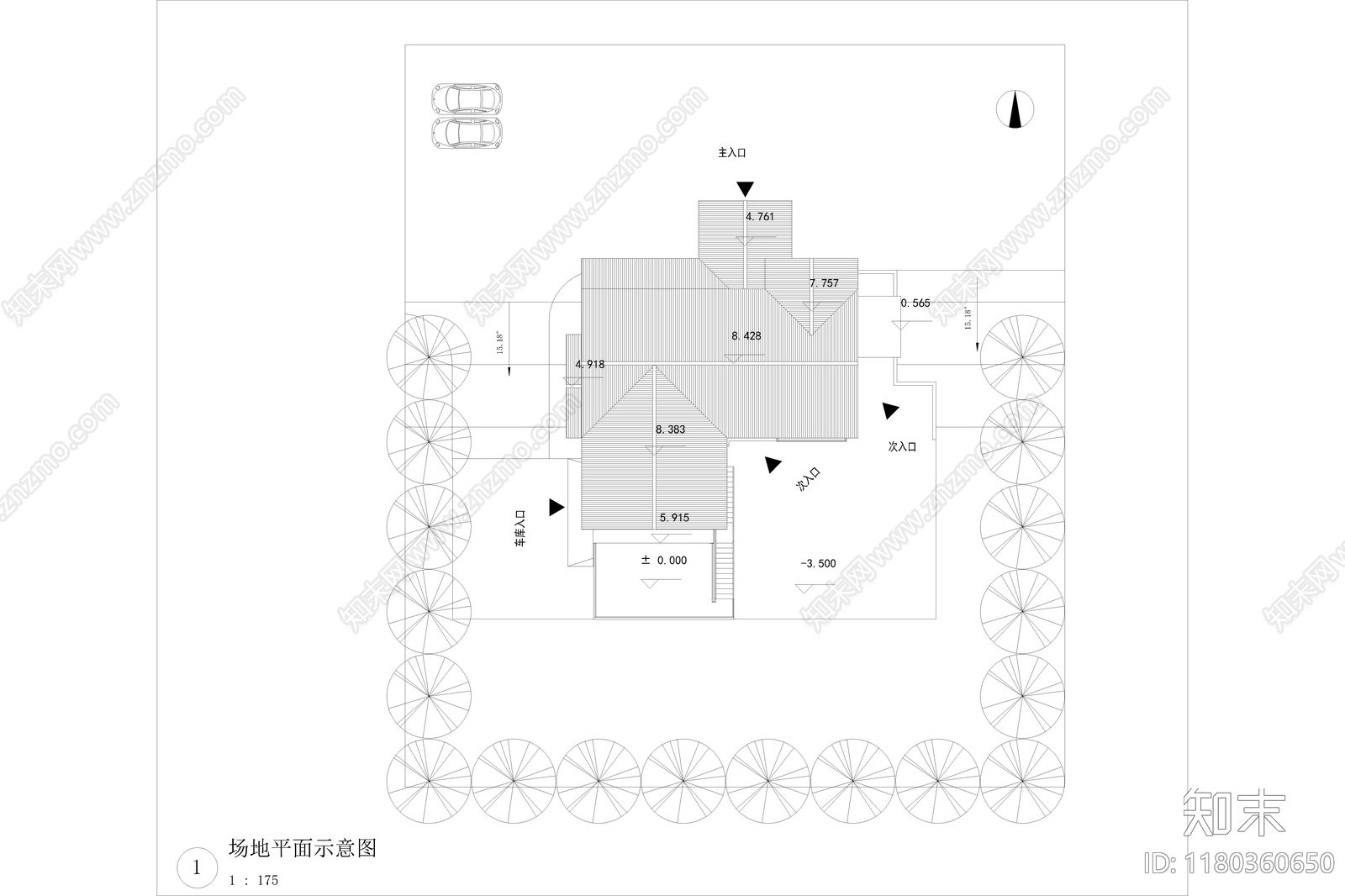 现代简约别墅建筑施工图下载【ID:1180360650】