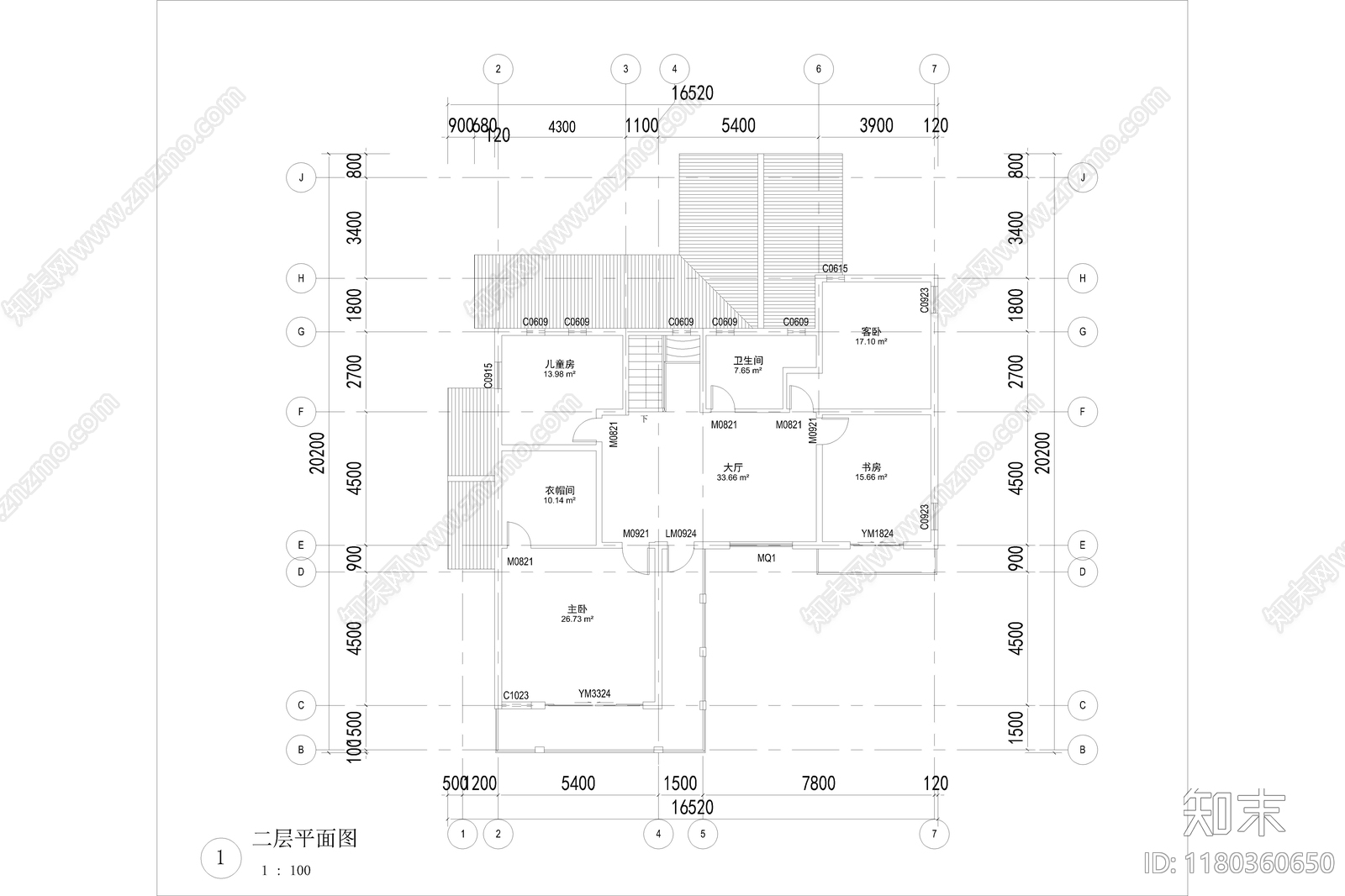 现代简约别墅建筑施工图下载【ID:1180360650】