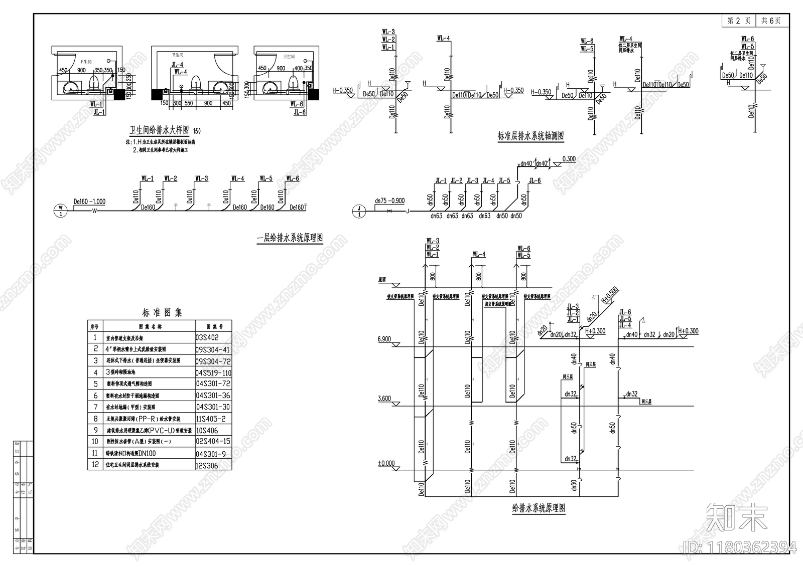 给排水图施工图下载【ID:1180362394】