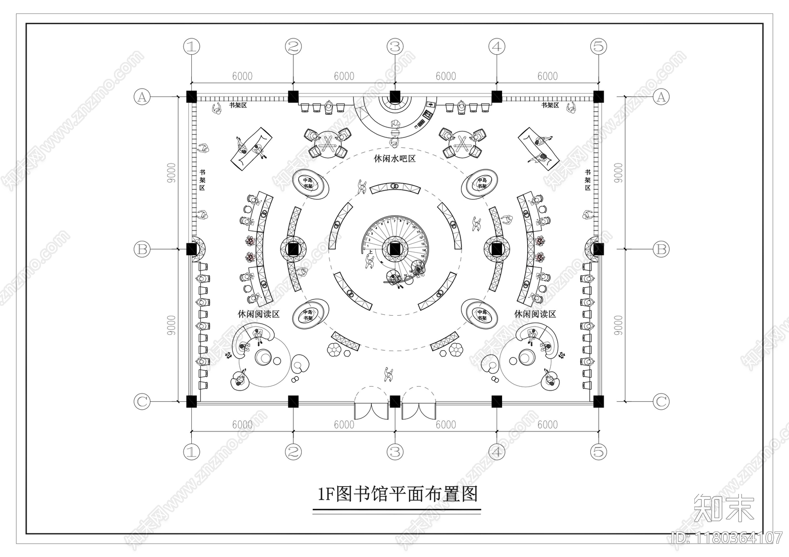 现代图书馆施工图下载【ID:1180364107】