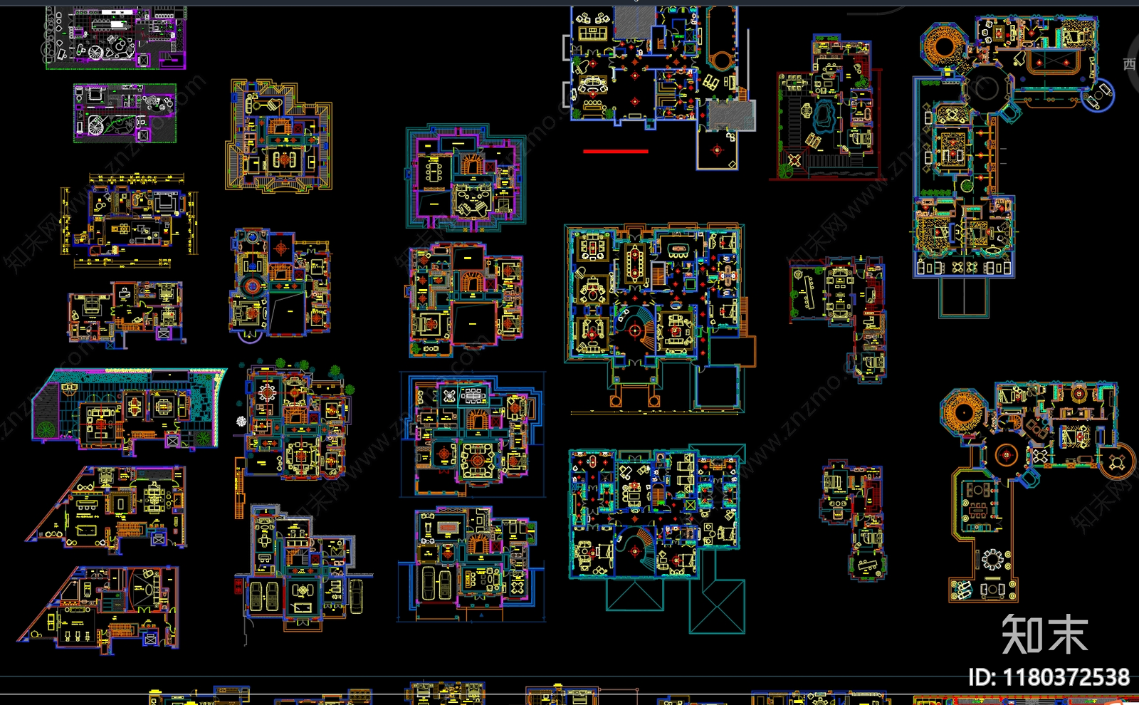 现代新中式家装图库施工图下载【ID:1180372538】