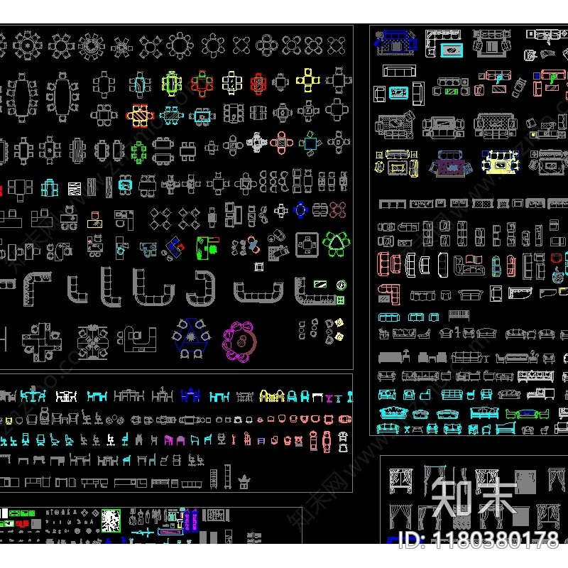 现代综合家具图库cad施工图下载【ID:1180380178】