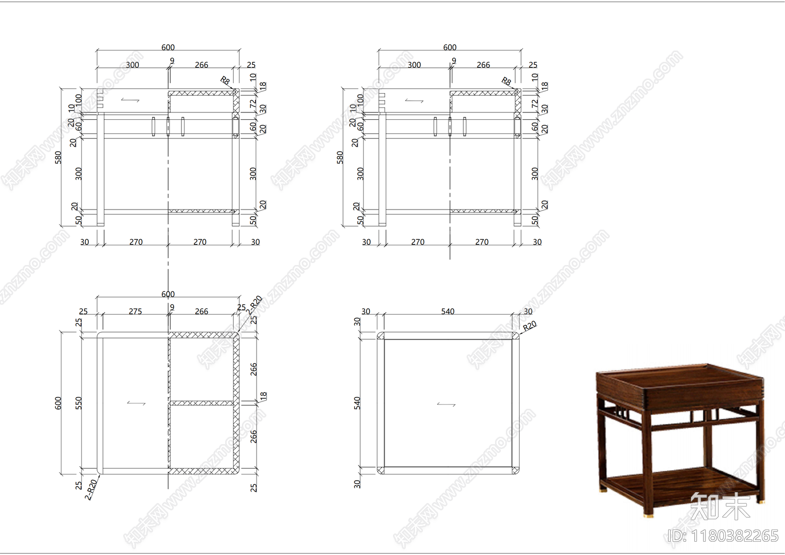 新中式中式沙发施工图下载【ID:1180382265】