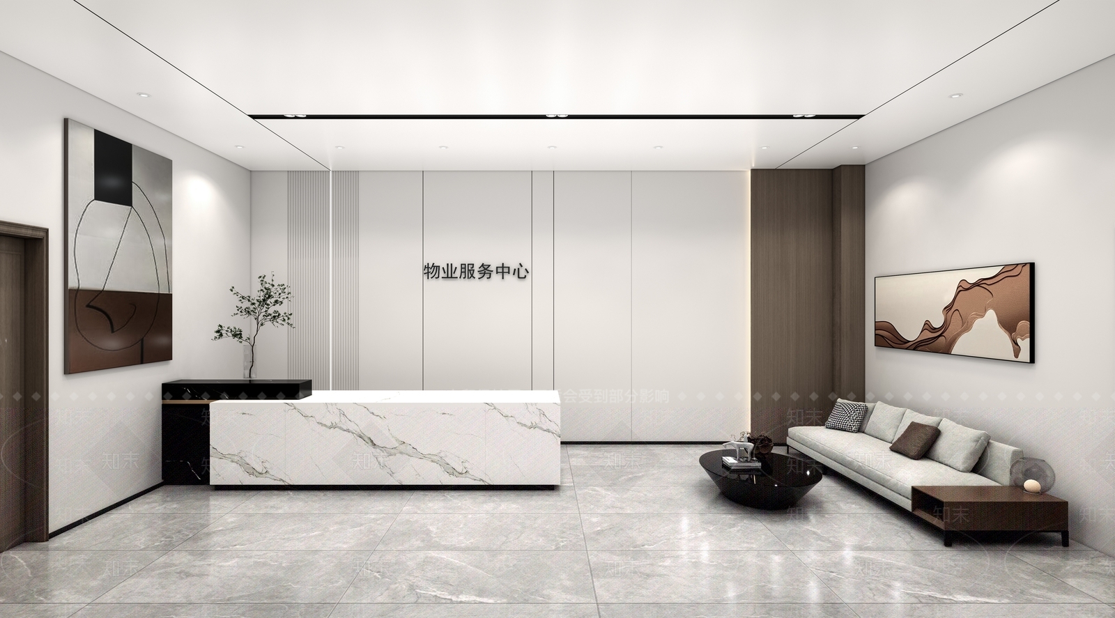 现代办公大堂SU模型下载【ID:1180383270】