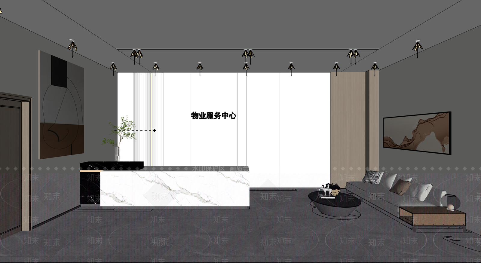 现代办公大堂SU模型下载【ID:1180383270】