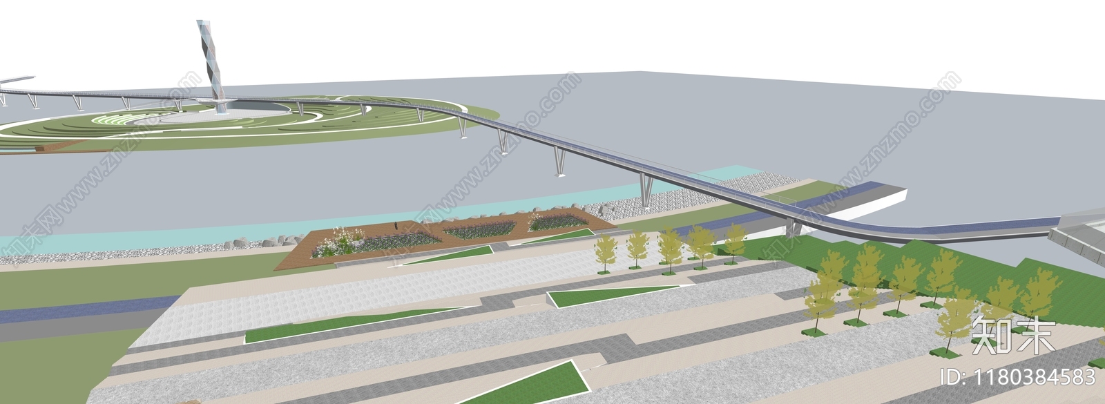 现代轻奢滨水景观SU模型下载【ID:1180384583】