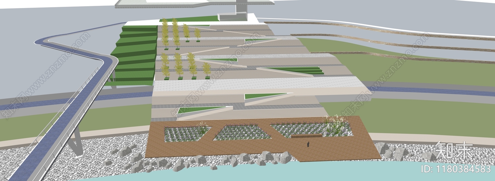 现代轻奢滨水景观SU模型下载【ID:1180384583】