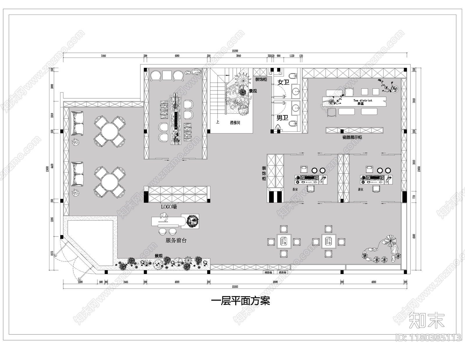 现代茶馆cad施工图下载【ID:1180385113】