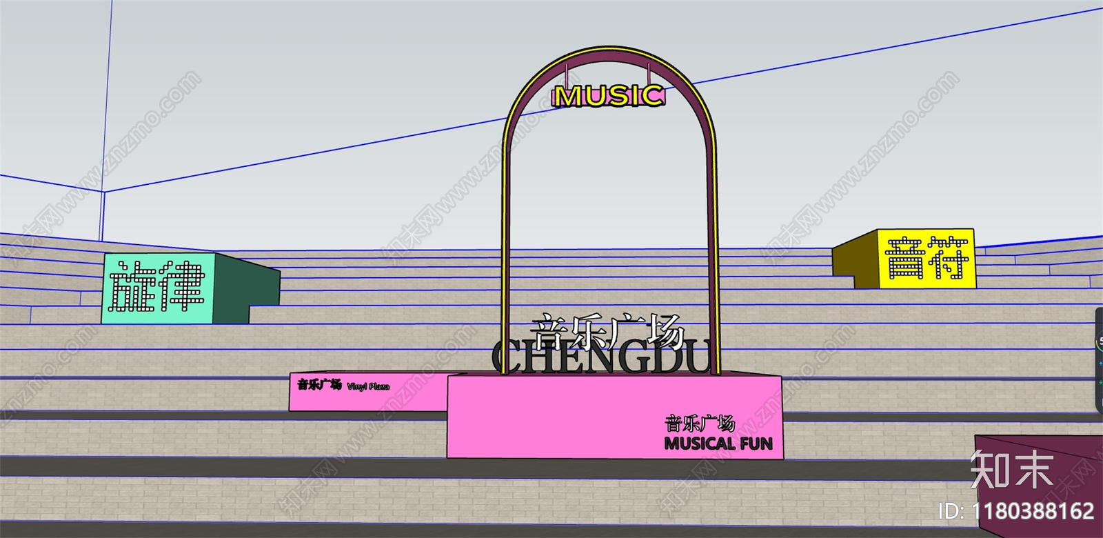 现代简约艺术装置SU模型下载【ID:1180388162】