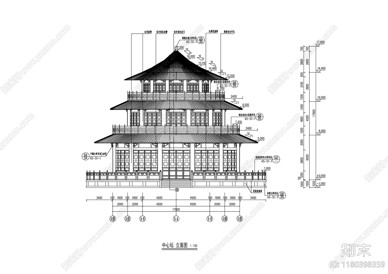 现代中式古建施工图下载【ID:1180398359】