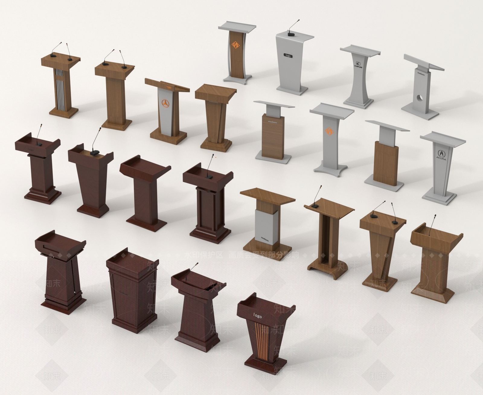 现代新中式讲台3D模型下载【ID:1180398932】