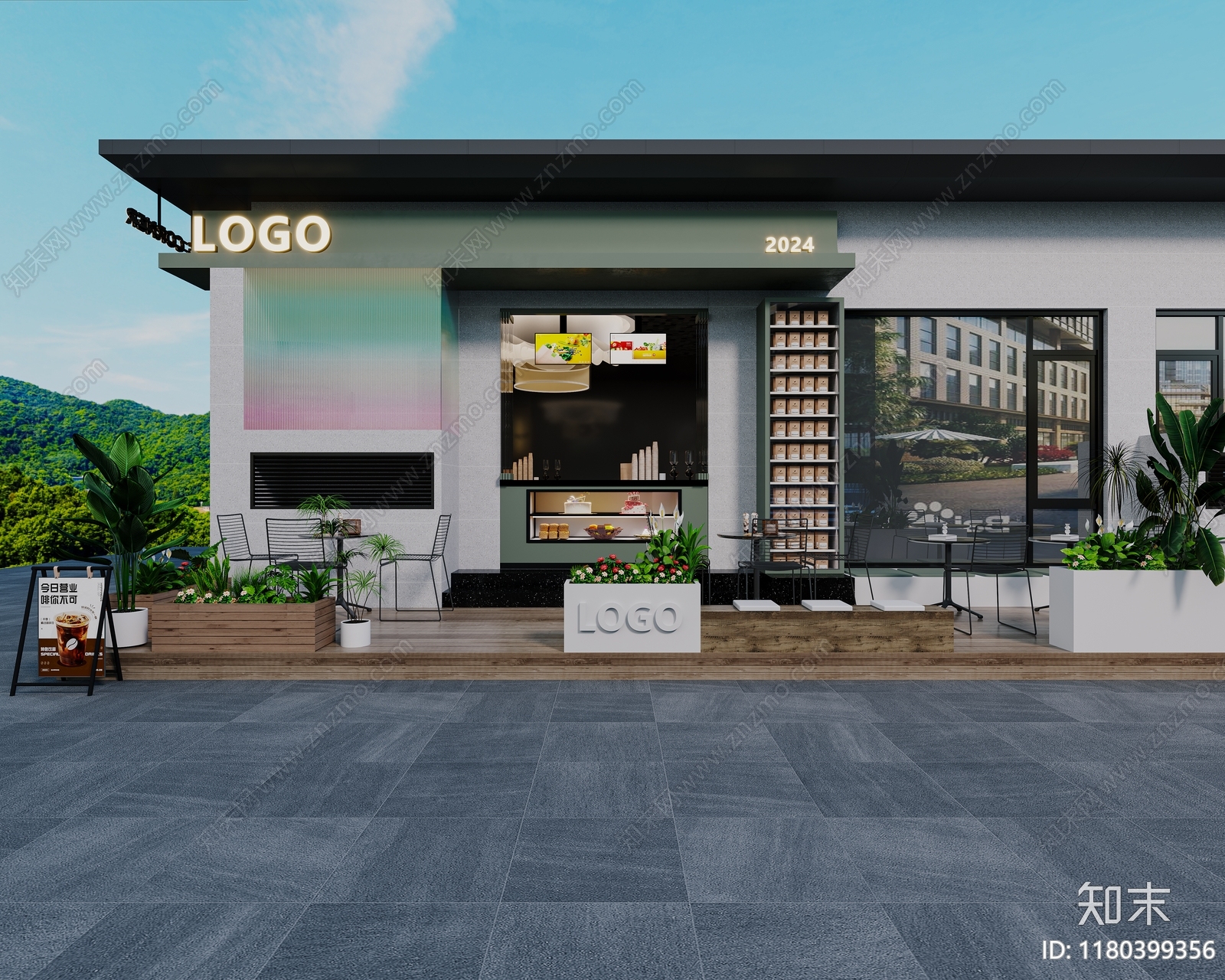 现代极简奶茶店3D模型下载【ID:1180399356】