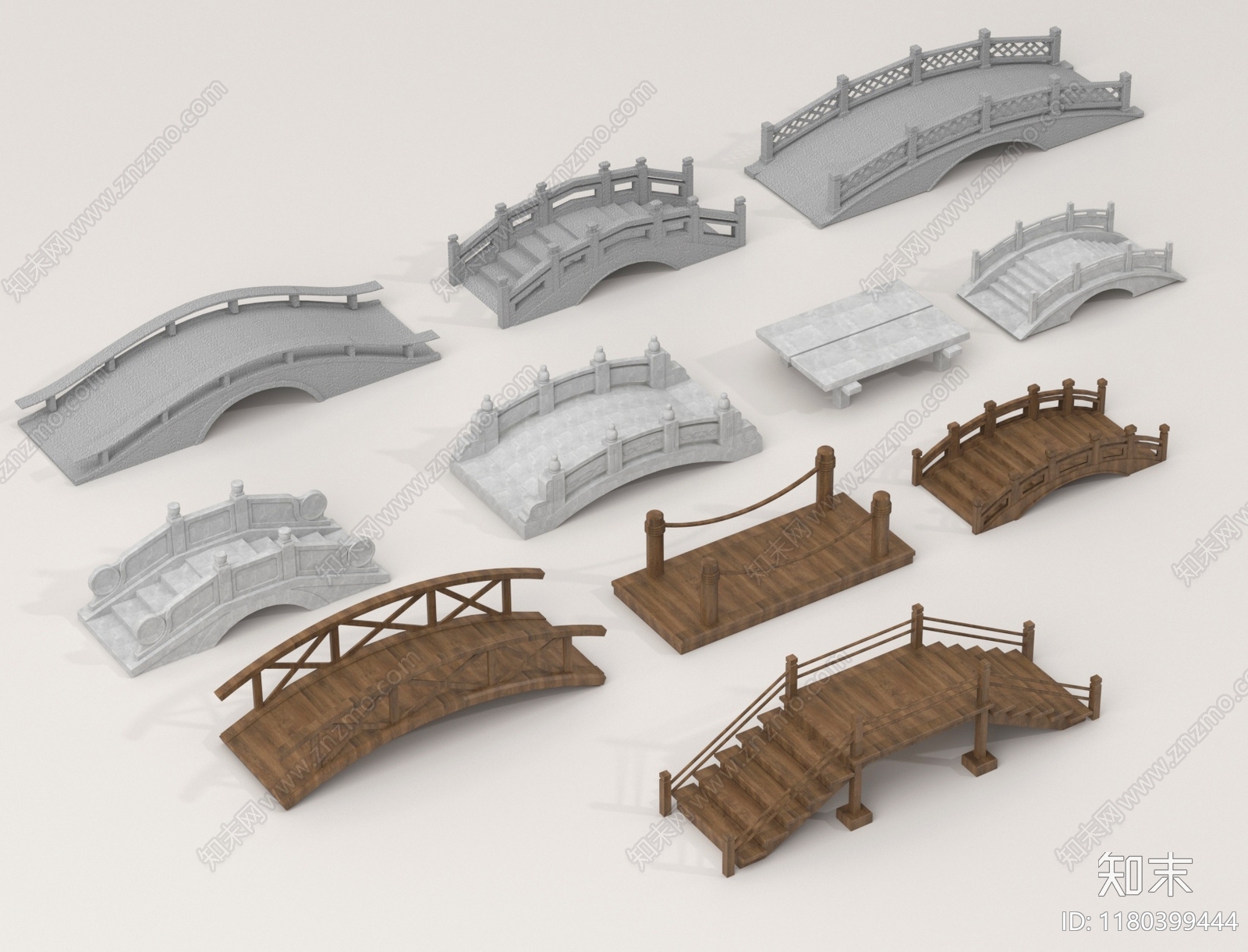 现代新中式景观桥SU模型下载【ID:1180399444】