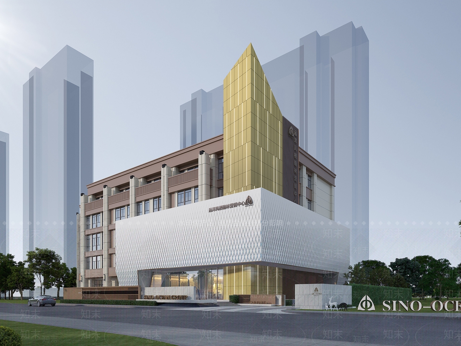 现代售楼处外观3D模型下载【ID:1180408439】