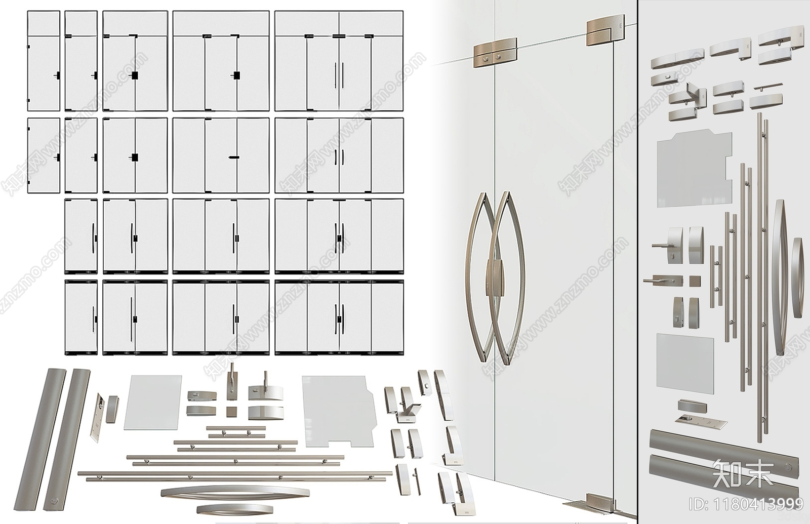 现代玻璃门组合3D模型下载【ID:1180413999】