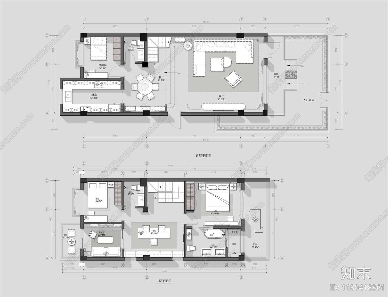 别墅cad施工图下载【ID:1180418361】