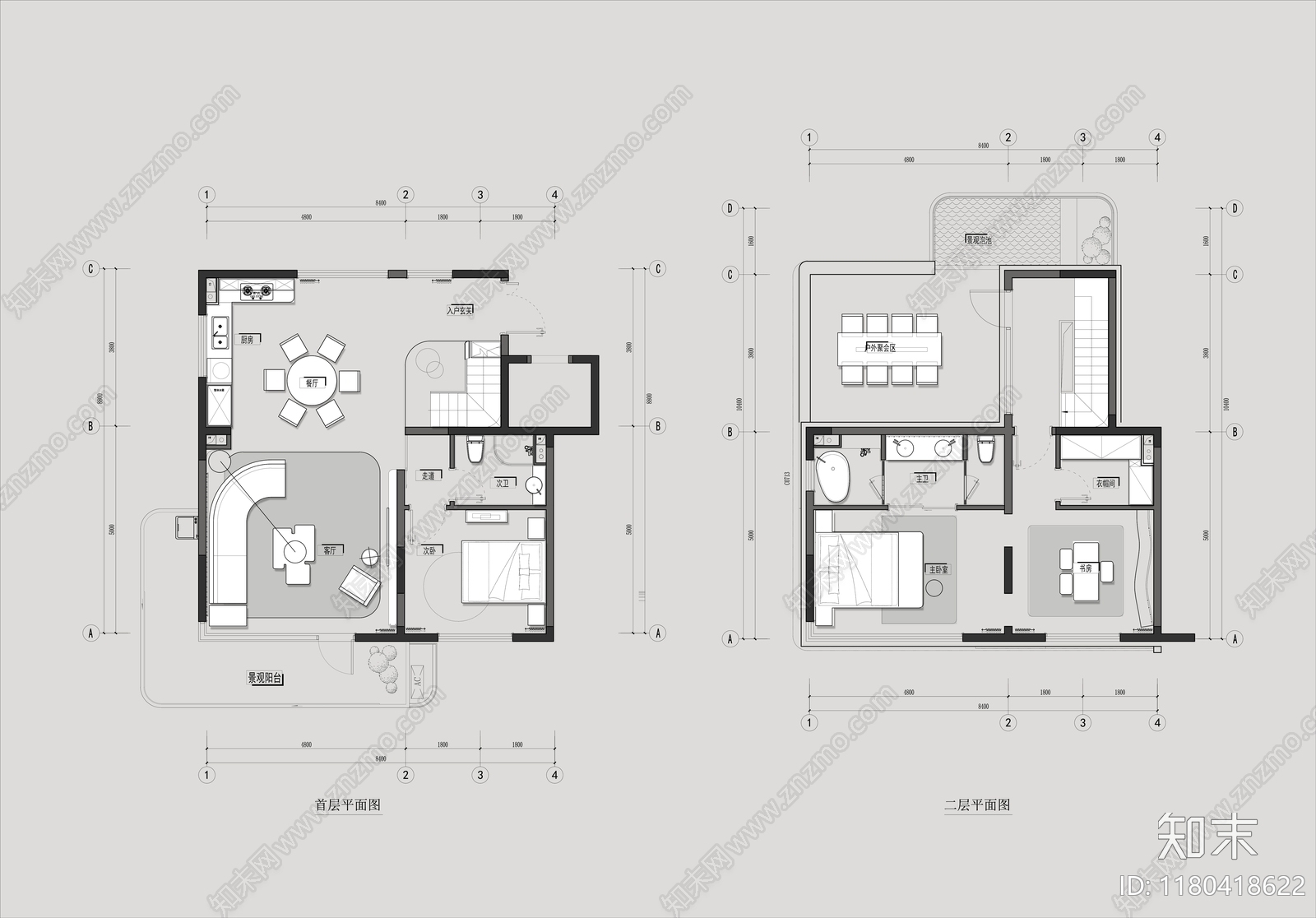 现代公寓cad施工图下载【ID:1180418622】