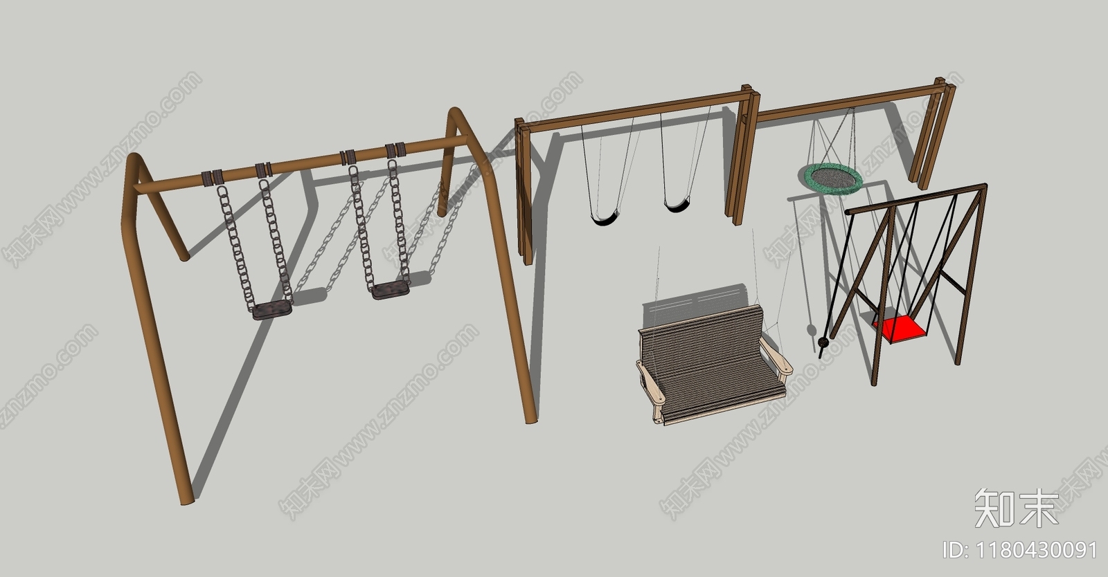 现代中式秋千SU模型下载【ID:1180430091】