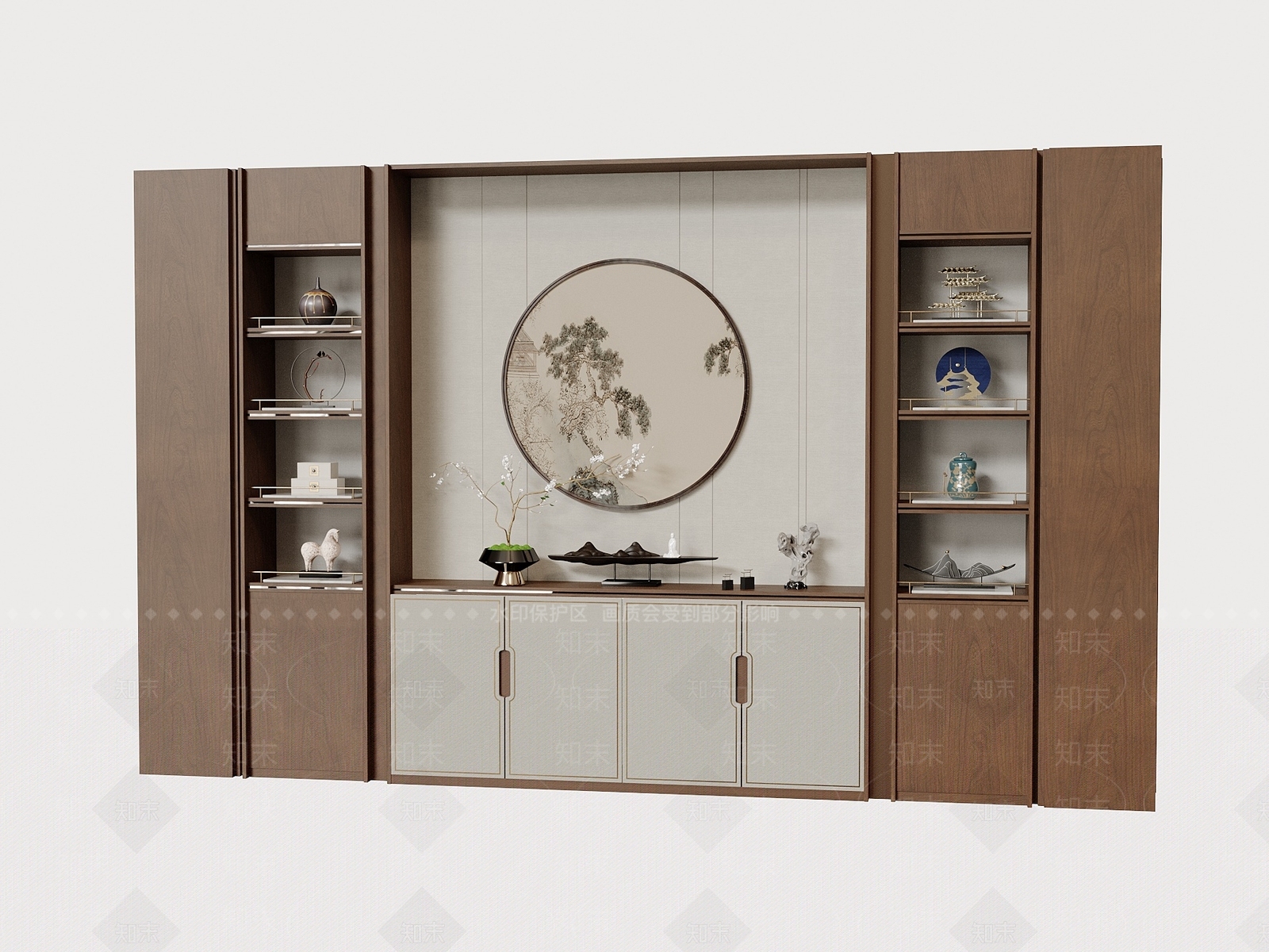 新中式中式玄关柜3D模型下载【ID:1180436057】