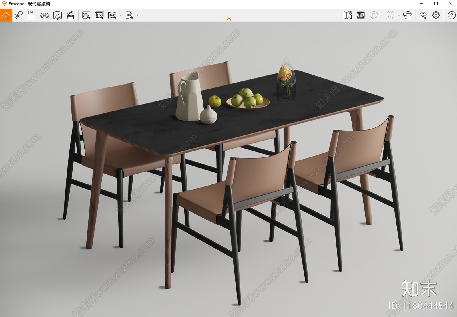 现代餐桌椅SU模型下载【ID:1180444544】