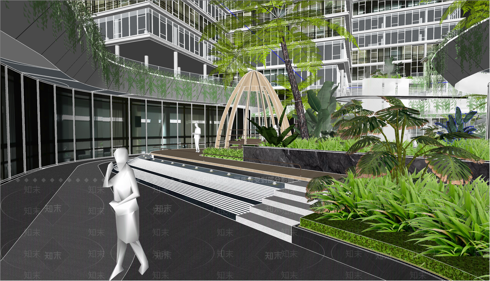 现代办公景观SU模型下载【ID:1180447200】