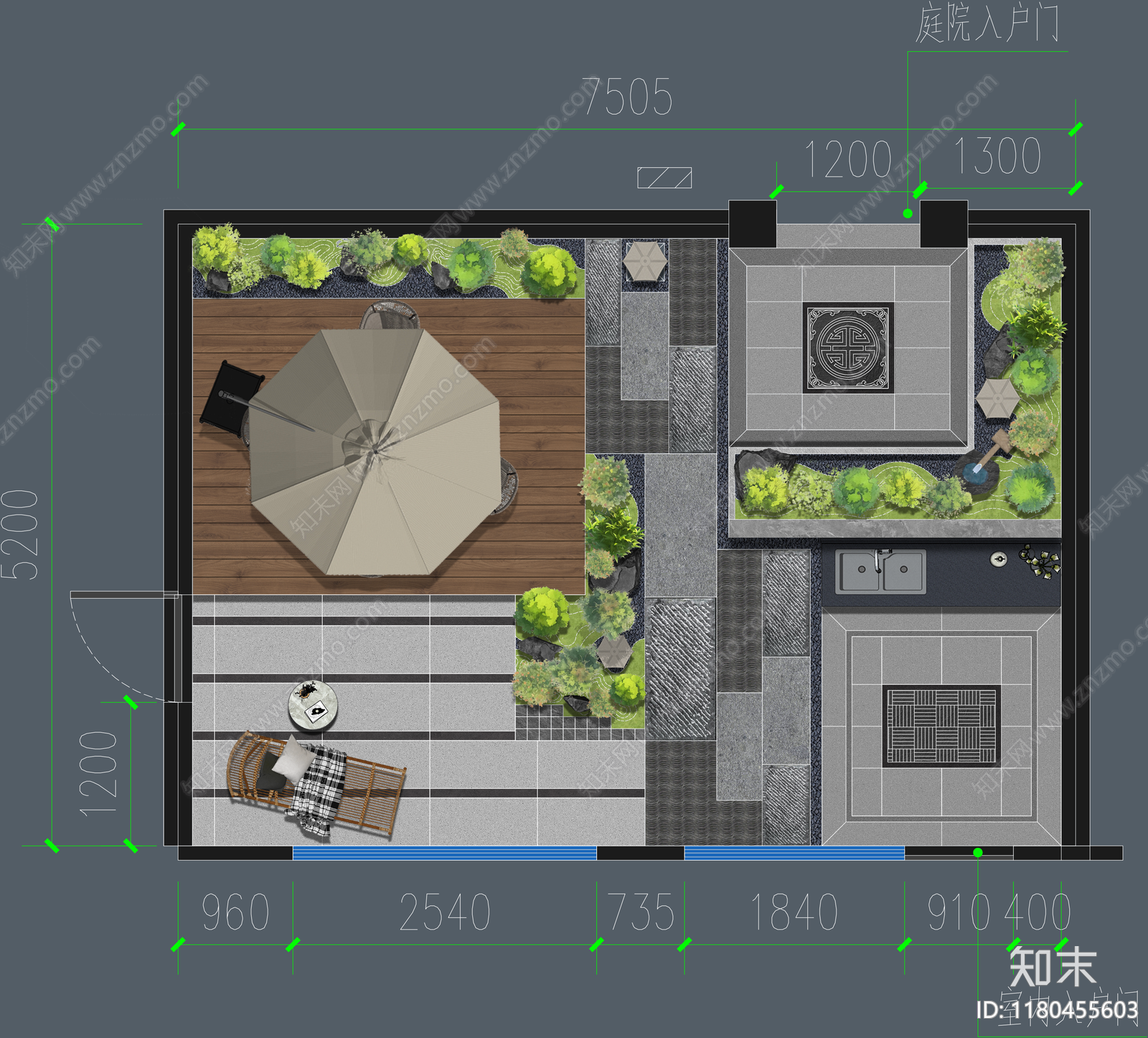 中式景观彩平图下载【ID:1180455603】