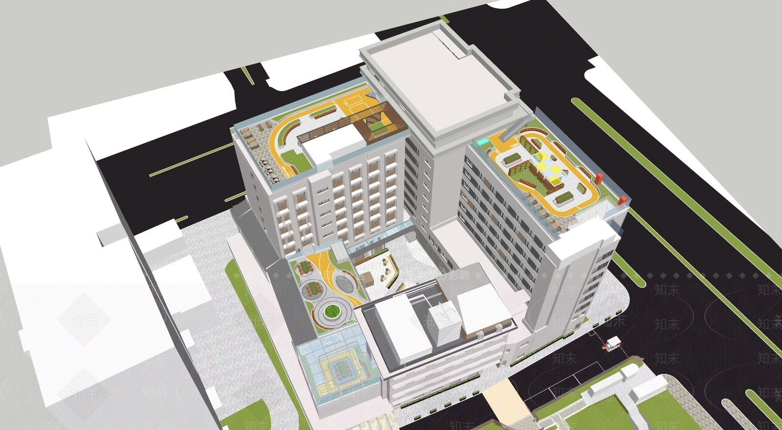 现代屋顶花园SU模型下载【ID:1180458959】