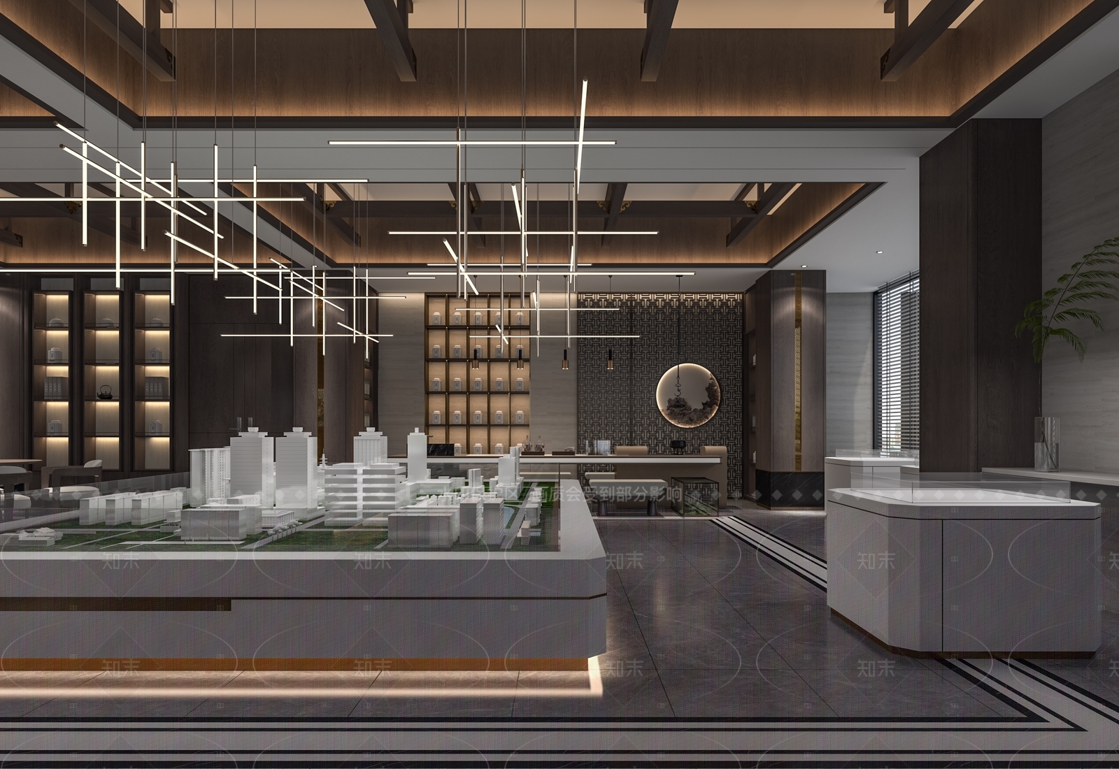 新中式中餐厅3D模型下载【ID:1214939651】